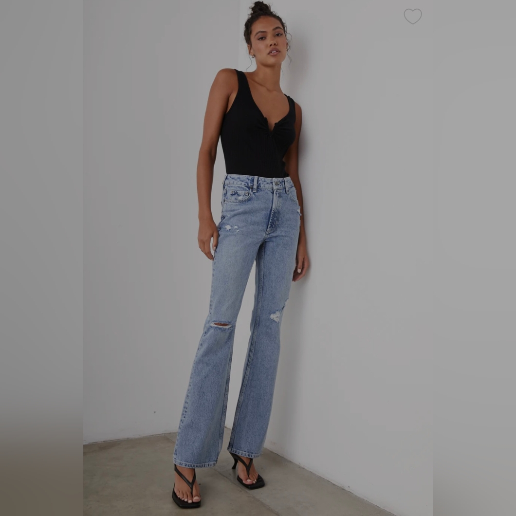 Nwt Sunset Slim Flare Bluebell Distress Jeans